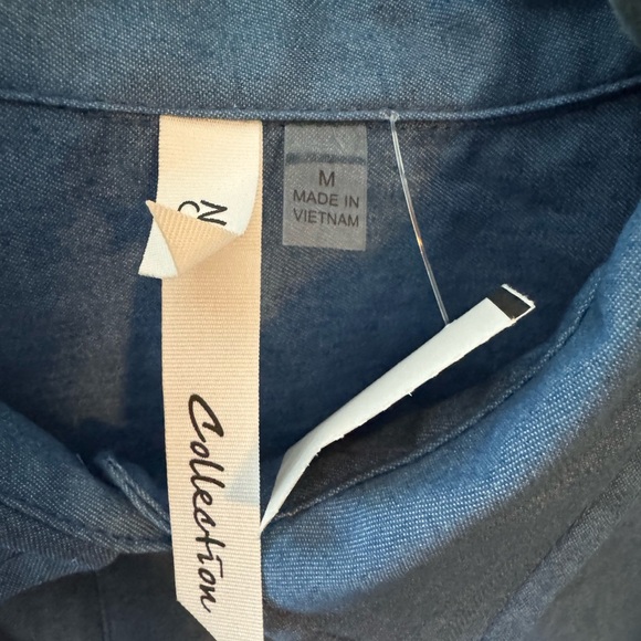 NY Collection Denim Blue Button Down Shirt - Picture 9 of 9
